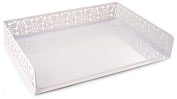 Product Image. Title: White Decorative Metal Document Tray 13 x 9.5 x 2.5