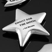 Product Image. Title: Star Brushed Metal Silver Paperweight