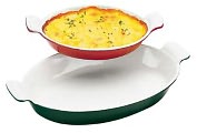 Product Image. Title: Chasseur 1/2 Qt. Blue Enamel Cast Iron Oval Dish