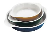 Product Image. Title: Chasseur 1/2 Qt. Green Enamel Cast Iron Round Dish