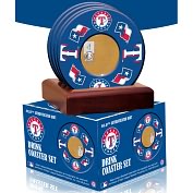 Product Image. Title: Texas Rangers Coasters with Game Used Dirt - Set of 4