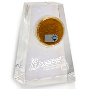 Product Image. Title: Atlanta Braves Tapered Crystal Paperweight with Game Used Dirt