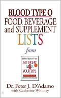Blood Type O Food, Beverage and Supplemental Lists by Peter J. D'Adamo