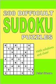 200 Difficult Sudoku Puzzles by Peter Greene: Book Cover