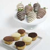 Product Image. Title: 12 pc. Chocolate Covered Strawberries & Mini-Cheesecakes Assortment