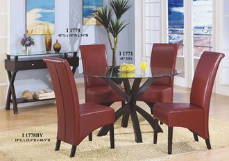 Monarch Specialties I 1778BY Burgundy Leather-Look Parson Chair, Set of Two