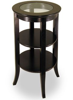 Winsome Genoa Espresso Wood End Table with Glass Top