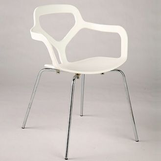 ItalModern 90084 Nellie Stacking Chair Set of 4- White-Chrome