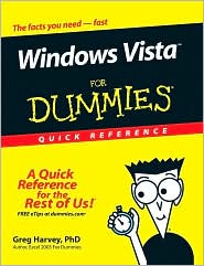 Windows Vista For Dummies Quick Reference by Greg Harvey PhD: Book Cover