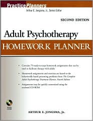Adult Psychotherapy Homework Planner by Arthur E. Jongsma Jr.: Book Cover