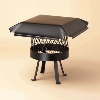 Buy fireplaces accessories chimney caps - HY-C CBO8 Draft King Round Single Flue Painted Galvanized Steel Chimney Cap - Black