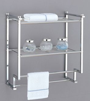 OIA Metro Two Tier Wall Mounting Rack with Towel Bars in Chrome