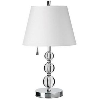Lieberman DT500-PC-WH 1-Light Crytal Table 3 Ball wiyh Stack Pure White Line Shade - Polished Chrome