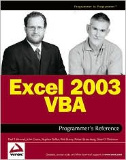 Excel 2003 VBA Programmer's Reference by Paul T. Kimmel: Book Cover