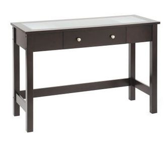 Lion F68304 Sofa Console Table With Glass Insert Top And Drawer Espresso