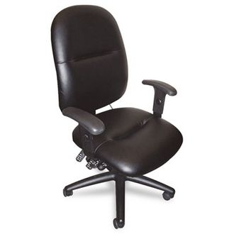 Mayline 2424AGBLT 24-Hour High-Performance Swivel Task Chair- Black Leather