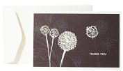Product Image. Title: Boxed Note- Brown Dandelions- Thank You- set of eight