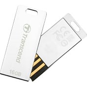 Product Image. Title: Transcend JetFlash T3S TS16GJFT3S 16 GB USB 2.0 Flash Drive - Shiny Silver