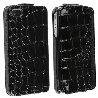 BasAcc Black Crocodile Skin Leather Case for Apple iPhone 4/ 4S