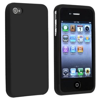 BasAcc Black Silicone Skin Case for Apple iPhone 4/ 4S