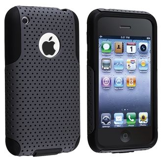 BasAcc Black Skin/ Grey Mesh Hybrid Case for Apple iPhone 3G/ 3GS