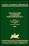 Pragmatism Considers Phenomenology by Robert S. Corrington: Book Cover