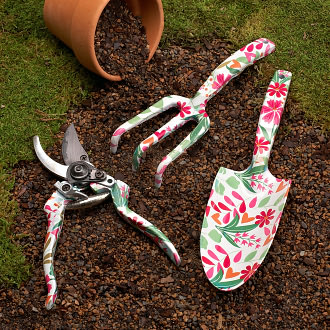  Floral Brights 3 piece Metal Garden Tool Set 