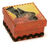 Product Image. Title: Cat and Witch Halloween Square Box 2.5 X 2.5