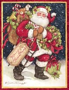 Product Image. Title: SNOWY NIGHT SANTA CHRISTMAS BOXED CARD