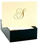 Product Image. Title: Engraved Gold Initial S Ecru Boxed Card set of 20