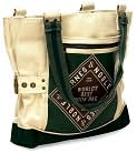 Product Image. Title: World's Best Bookbag Natural and Green Canvas with Web Handles