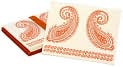 Product Image. Title: Orange and Natural Paisley Notecards set of 6