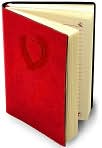 Product Image. Title: Red Italian Leather Stamped Heart Journal 5x7