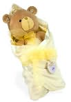 Product Image. Title: Bear with Yellow Blanket 16 inch plush