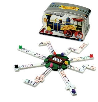 Mexican Train Dominoes in a Tin by Fundex: Product Image