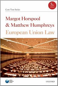 European Union Law by Margot Horspool: Book Cover