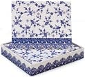 Product Image. Title: Vintage Blue & Ivory Lace Note Card Set of 8