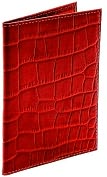 Product Image. Title: Red Crocodile Embossed Leather Passport Holder