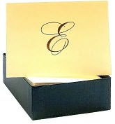 Product Image. Title: Engraved Gold Initial E Ecru Boxed Card set of 20