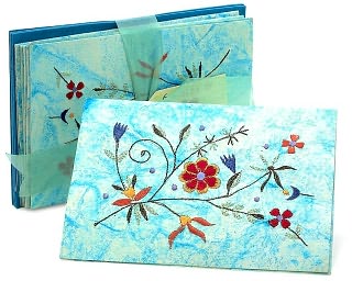 Teal Floral Embroidered cards set of 6 by Barnes & Noble: Product Image