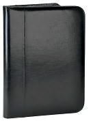 Product Image. Title: Black Deluxe Bonded Leather Business Folio Zipper w/Pad