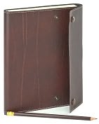 Product Image. Title: Chocolate Brown Italian Leather Snap Journal with Pencil