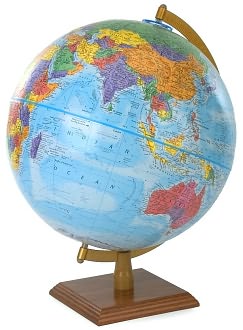 12" Blue World Globe with Light Wood Base by Replogle Globes Inc: Product Image
