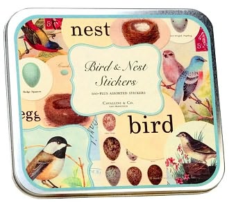 Bird and Nest Stickers Tin Assortment 100 pack by Cavallini & Company: Product Image