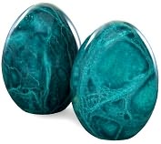 Product Image. Title: Malachite Green Italian Alabaster Egg Bookends Set of 2