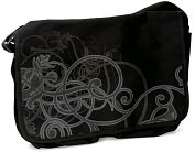 Product Image. Title: Black Scroll Design Canvas Messenger Bag (16.5" x 12.5")