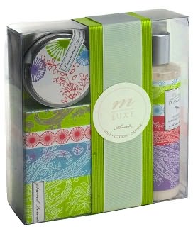 Ibiza Bath Collection (Almond Soap, Lotion and Candle) by Mudlark Papers Inc.: Product Image
