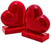 Product Image. Title: Floating Red Heart Italian Alabaster Bookends Set of 2