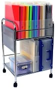 Product Image. Title: Cropper Hopper Paper Holder Trolley-Silver Metal 25.5"Hx18"Wx15.5"D
