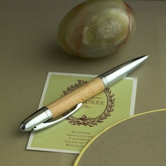 Maple with Chrome Ballpoint Pen by Pierre Belvedere: Product Image